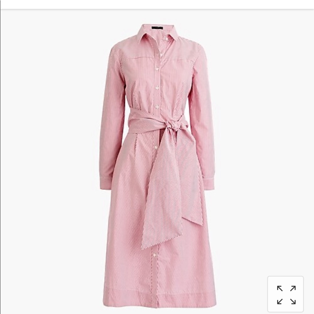 Tie-waist Shirt Dress in Red/White Stripe